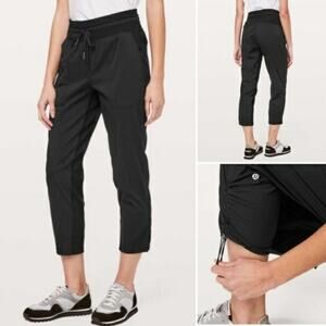Lululemon Dance Studio Mid-Rise Crop Black Sz 6 Drawstring Activewear Excellent